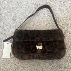 Urban Expressions Brown Leopard Faux Fur Shoulder Bag